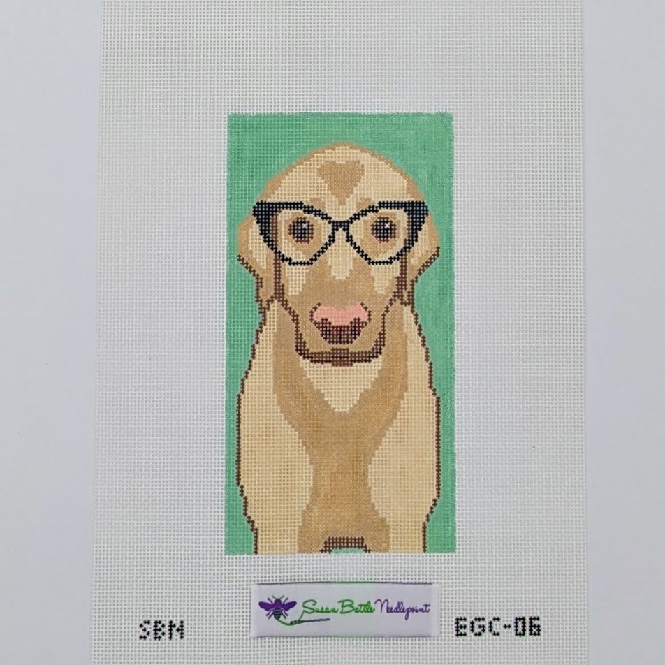 EGC06 Yellow Lab w. Glasses Eye Glass Case