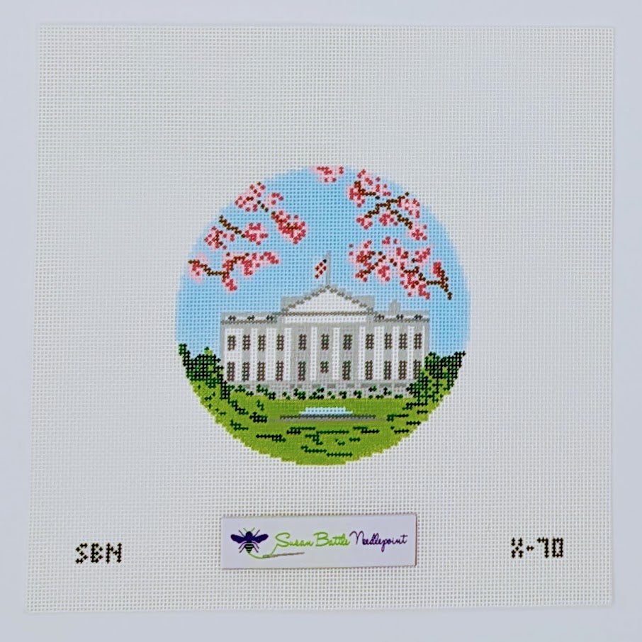 X70 White House with Cherry Blossoms ornament