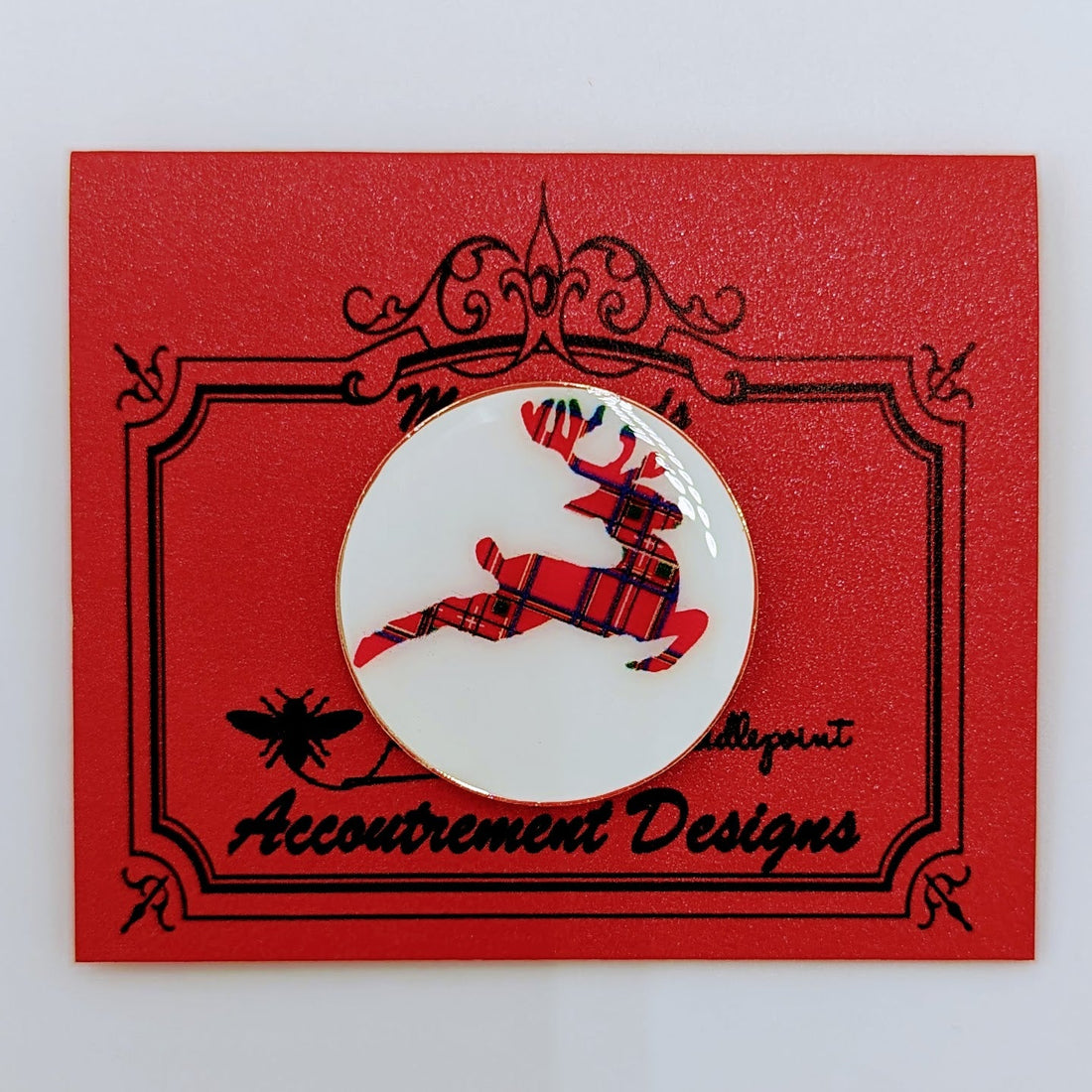 NM03 Plaid Reindeer Needle Minder Magnet