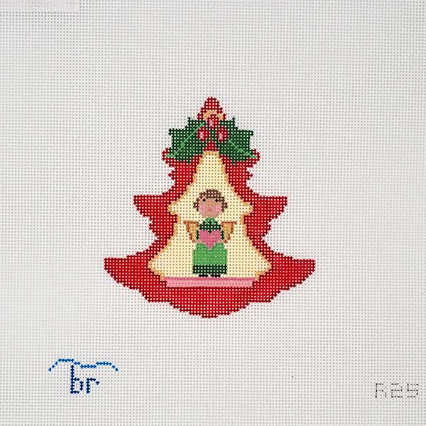 Red Tree Girl with Heart needlepoint canvas