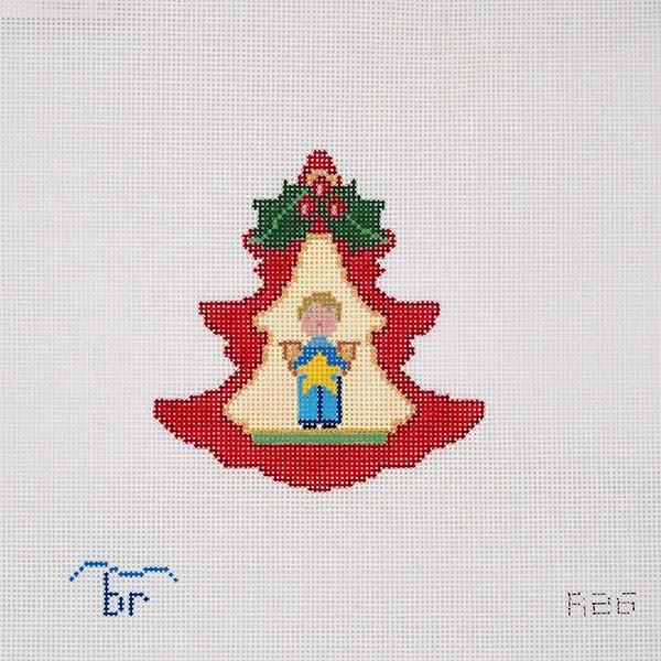 Red Tree Boy with Star needlepoint canvas