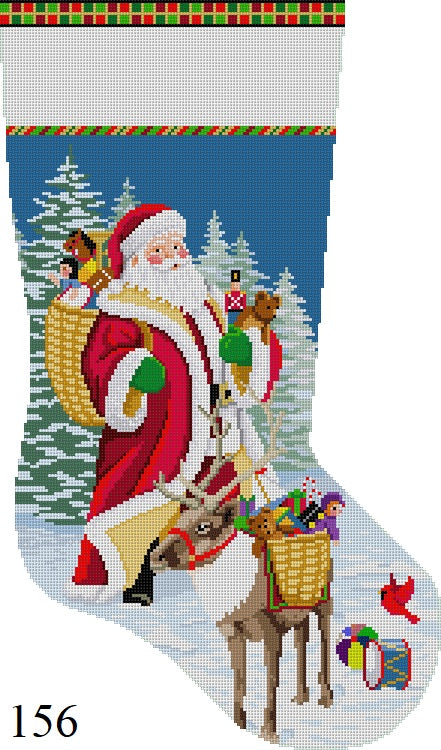 SR0156 Santa Reindeer and Toy Baskets, Stocking