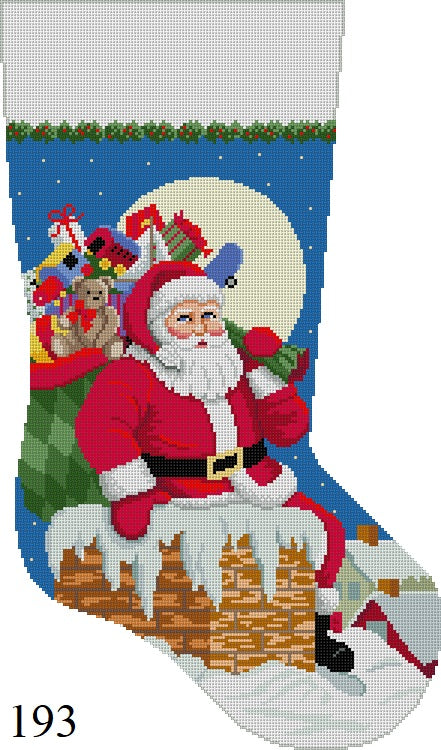 SR0193 Santa, Down The Chimney, Boy, Stocking