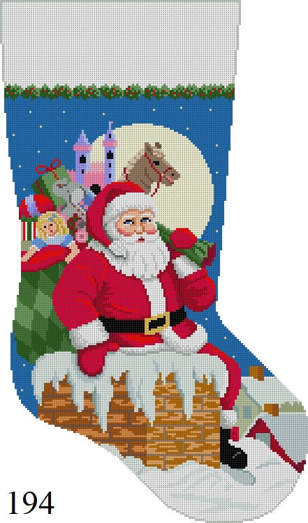 SR0194 Santa, Down The Chimney, Girl, Stocking