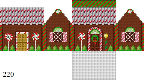 SR0220-18 Chocolate and  Peppermint Sticks, 3D Gingerbread House - 18 mesh