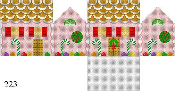 SR0223-18 Pink Peppermint and Candy Canes, 3D Gingerbread House - 18 mesh