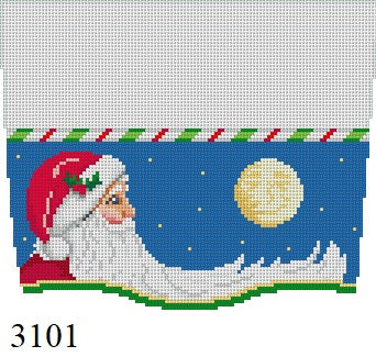 SR3101 Stocking Cuff, Moonlit Santa