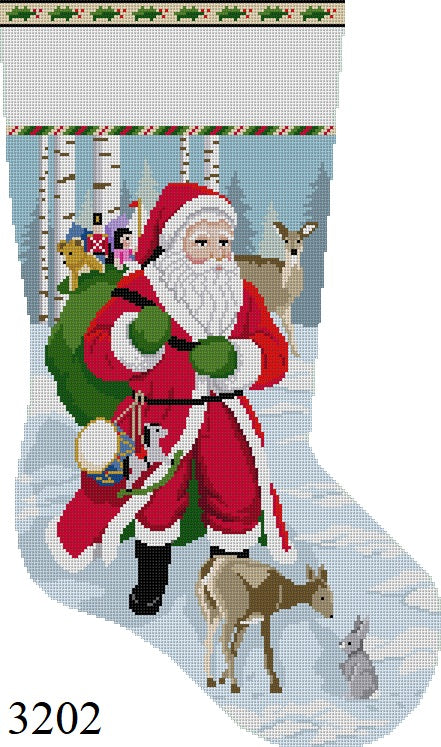 SR3202 Santa with Deer, Stocking