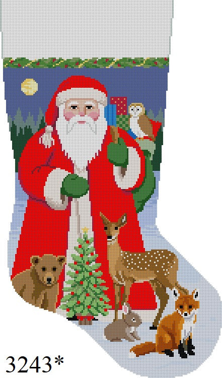 SR3243 Santa with  Baby Forest Animals, Stocking