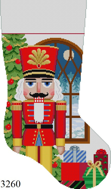 SR3260 Nutcracker In Window, Stocking