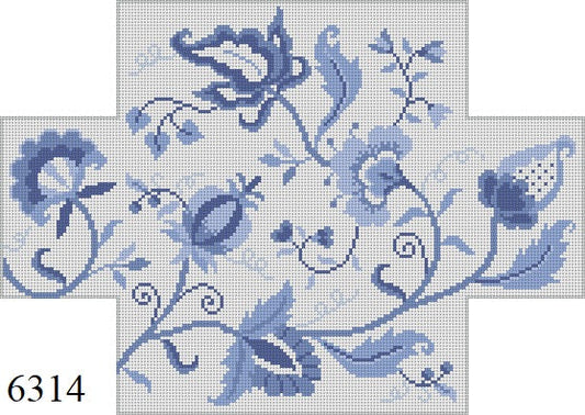 SR6314 Crewel Floral, Blues, Brick Cover - 13 mesh