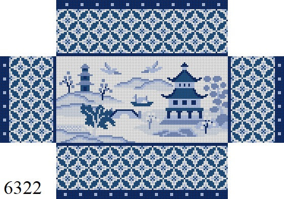 SR6322 Asian Scene, Blues, Brick Cover - 13 mesh