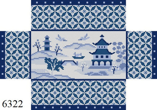 SR6322 Asian Scene, Blues, Brick Cover - 13 mesh