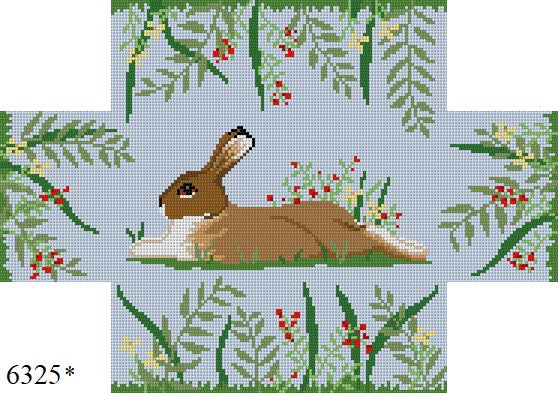 SR6325 Rabbit In Flowers, Brick Cover - 13 mesh