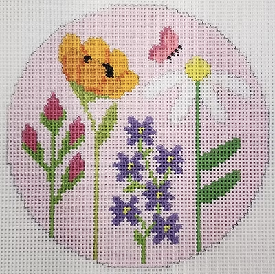 KKO276 (Flowers 3 on Lavendar - 18 mesh 4 x 4  )
