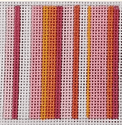 KKINS14 (Happy Stripes Pink Orange - 18 mesh 2.25 x 2.25)Kristine KingstonCanvasThe Red Thread Atelier