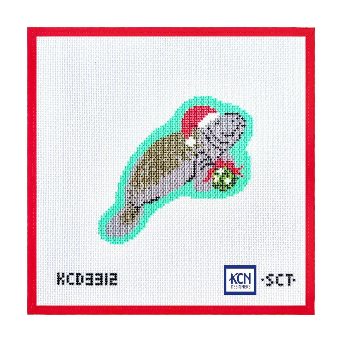 Holiday Manatee needlepoint canvas