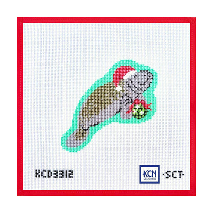 Holiday Manatee needlepoint canvas