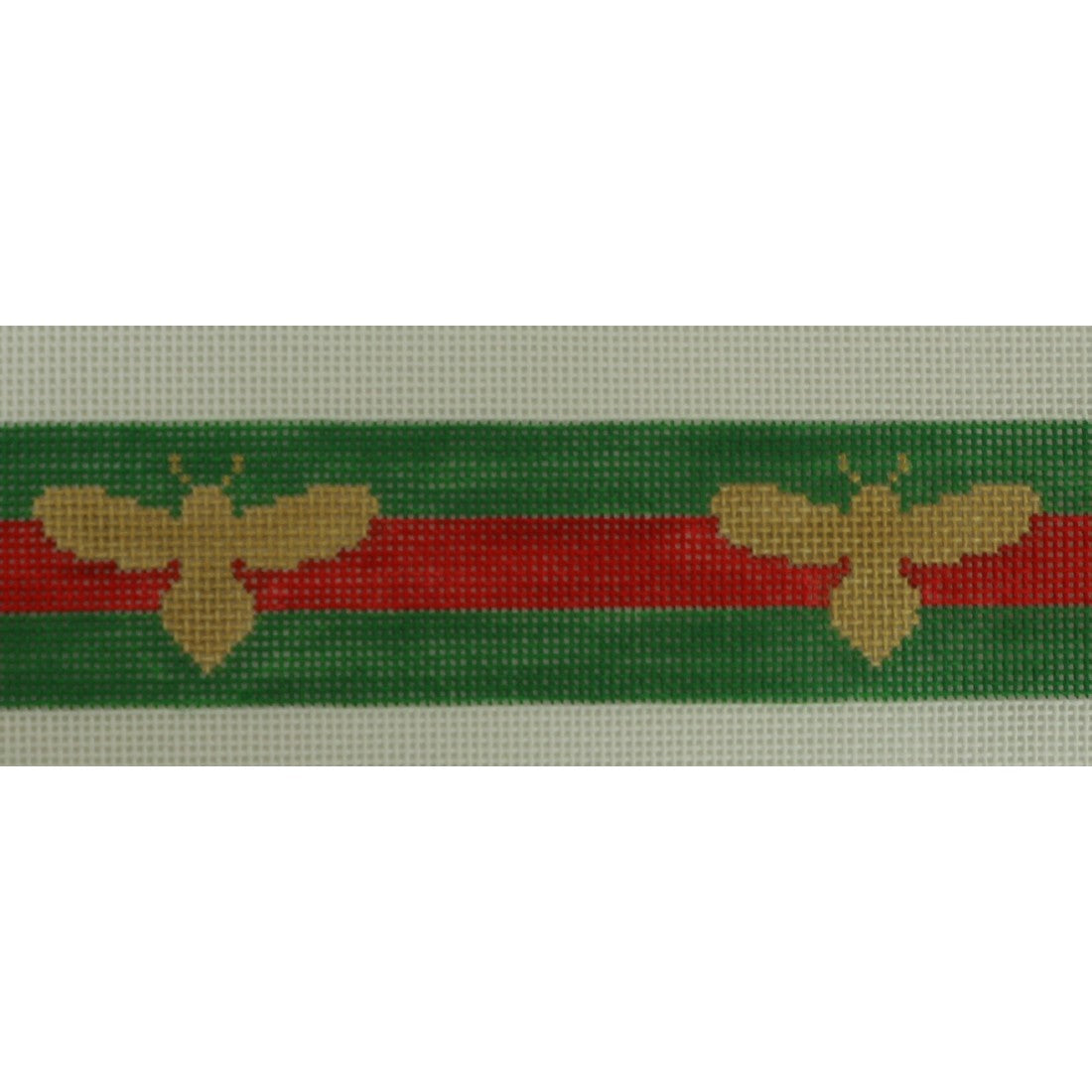 KKB577C (gold bees on red and green stripes 1.5 x 36.5)