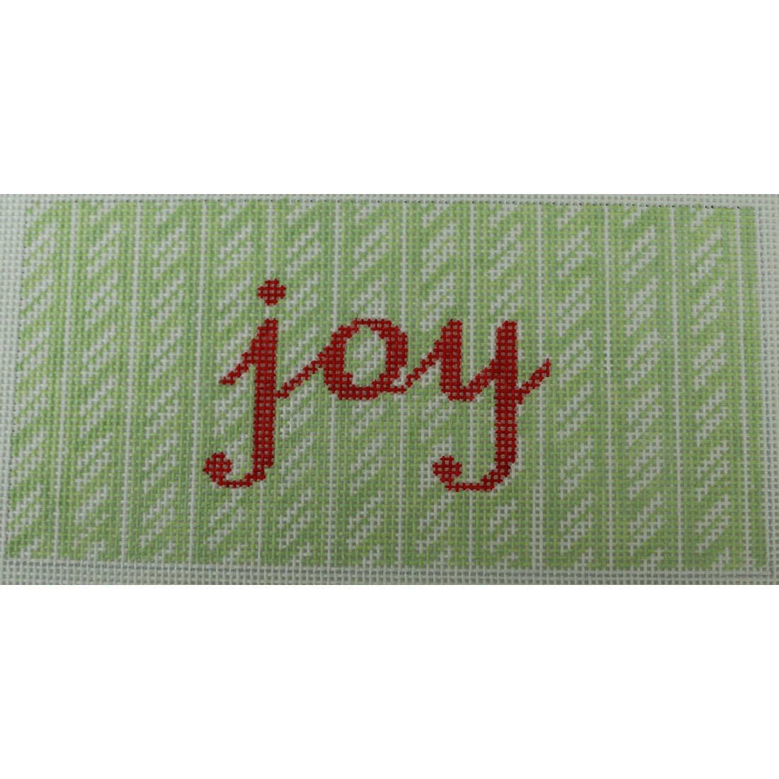 KKSG46B (joy in red on green candy canes with green and white stripes 6.25 x 3)Kristine KingstonCanvasThe Red Thread Atelier