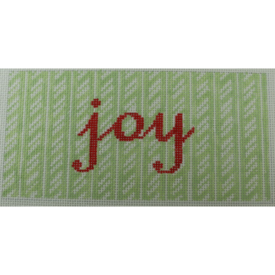 KKSG46B (joy in red on green candy canes with green and white stripes  6.25 x 3)