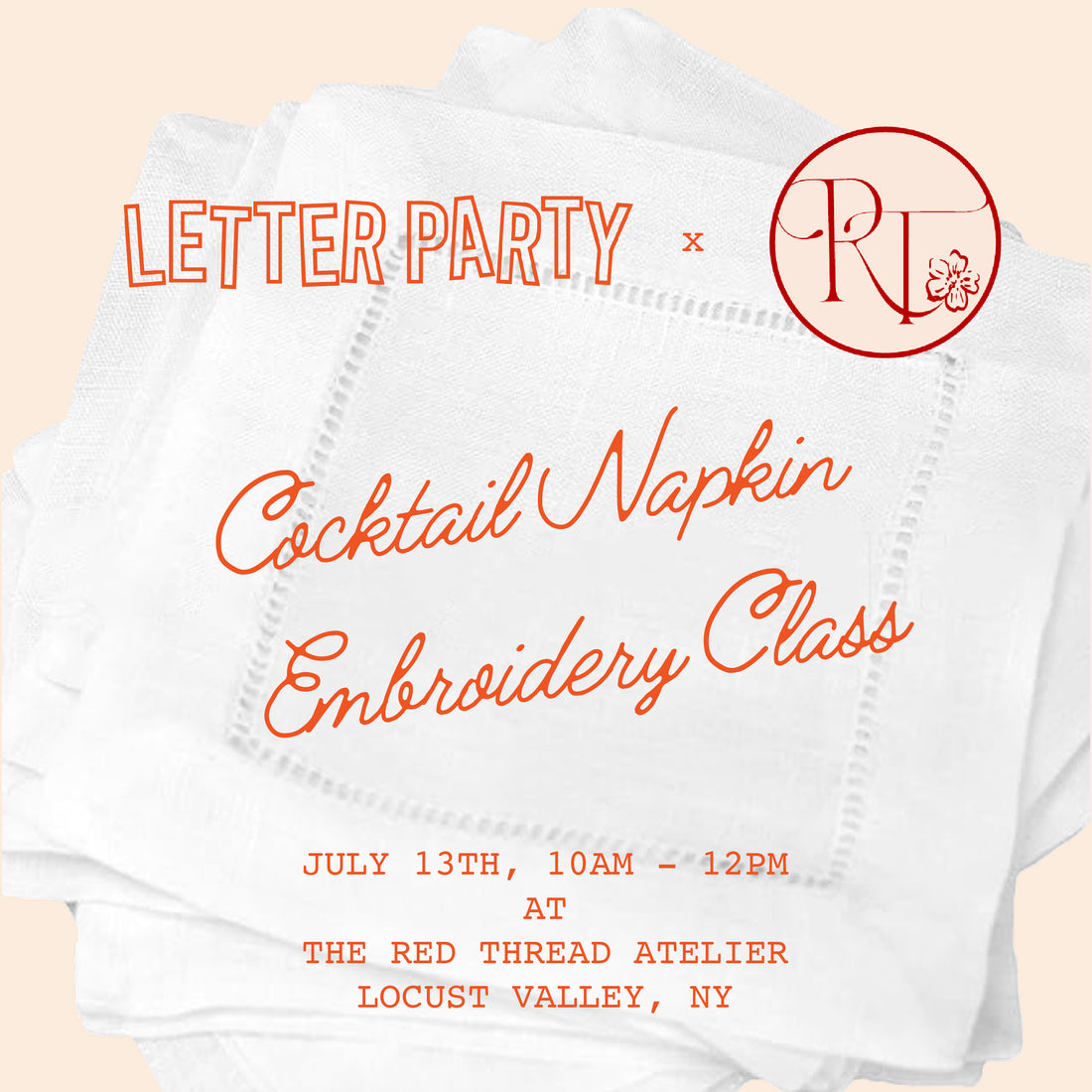 Cocktail Napkin Embroidery Event