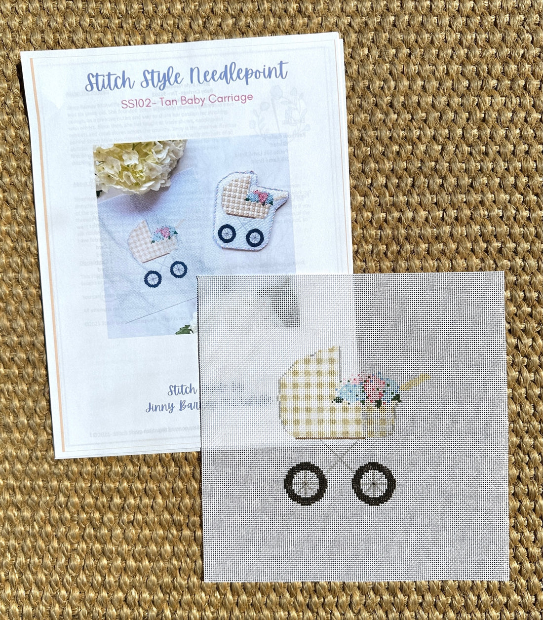Gingham Baby Carriage Canvas & Stitch Guide